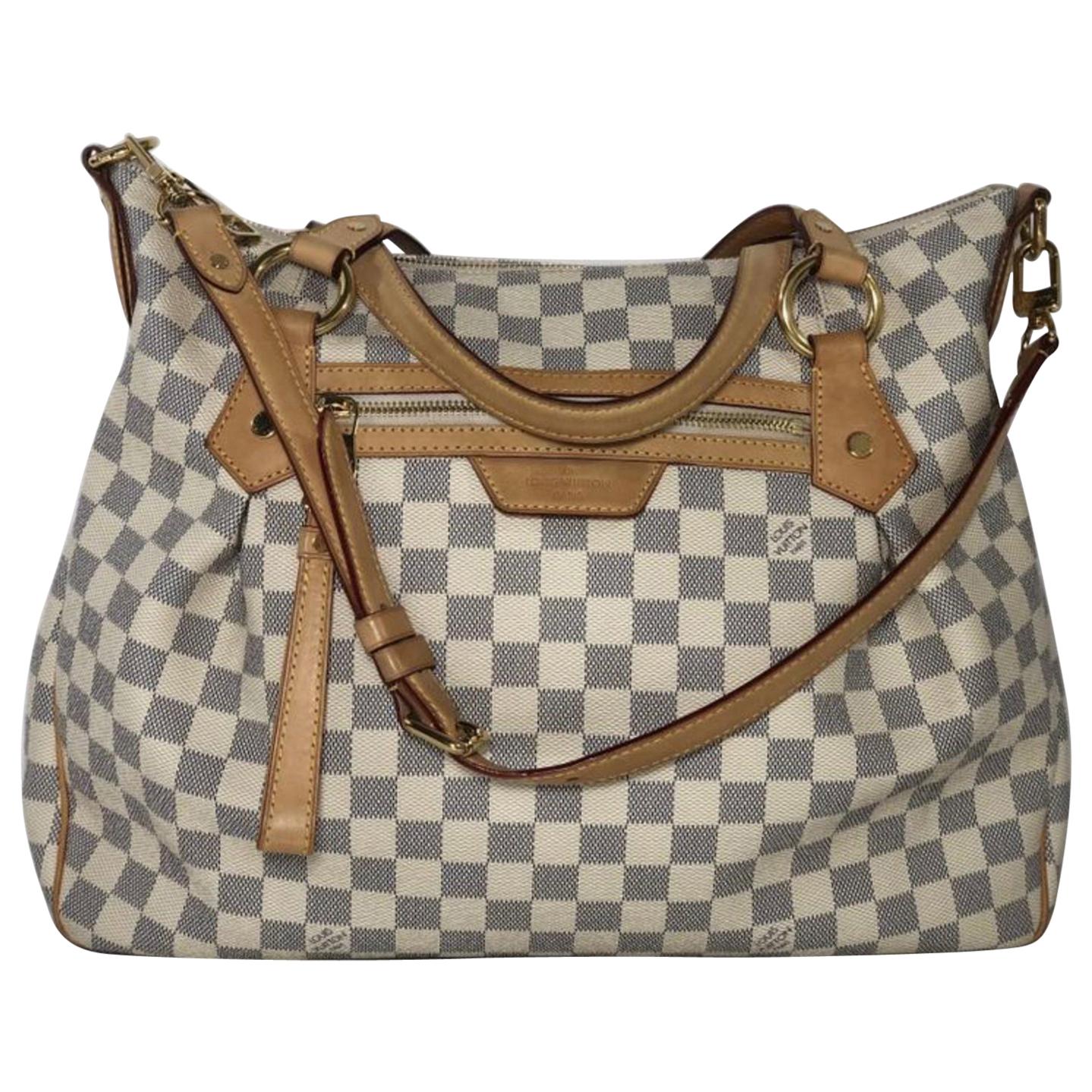 Louis Vuitton Damier Azur Evora MM Shoulder Handbag For Sale