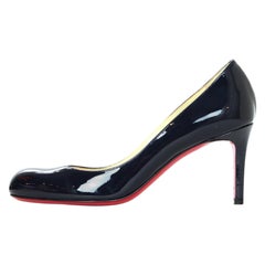 Christian Louboutin Navy Patent Leather Simple 80mm Pumps Sz 37