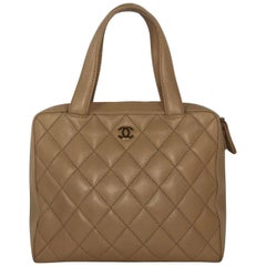 Chanel Lambskin Leather Wild Stitch Large Shoulder with Gold Hardware in Beige