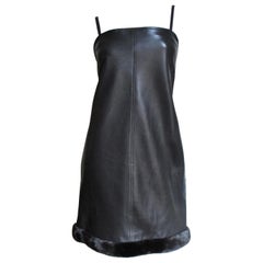  Gianni Versace Leather Dress with Mink Hem F/W 1997