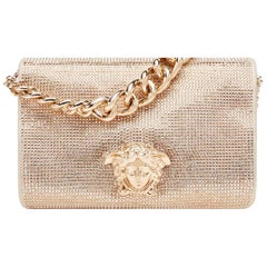 New Versace Gold Palazzo Sultan Medusa Swarovski Crystal Evening Shoulder Bag