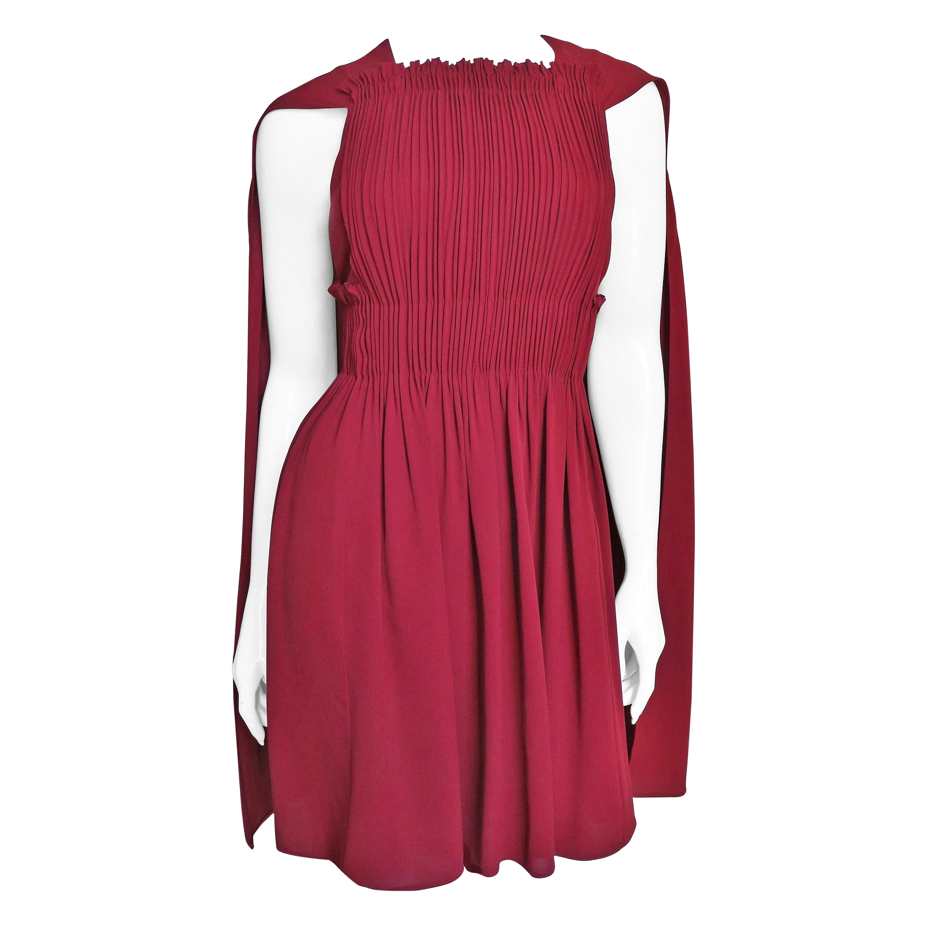 Valentino New Silk Dress with Cape For Sale