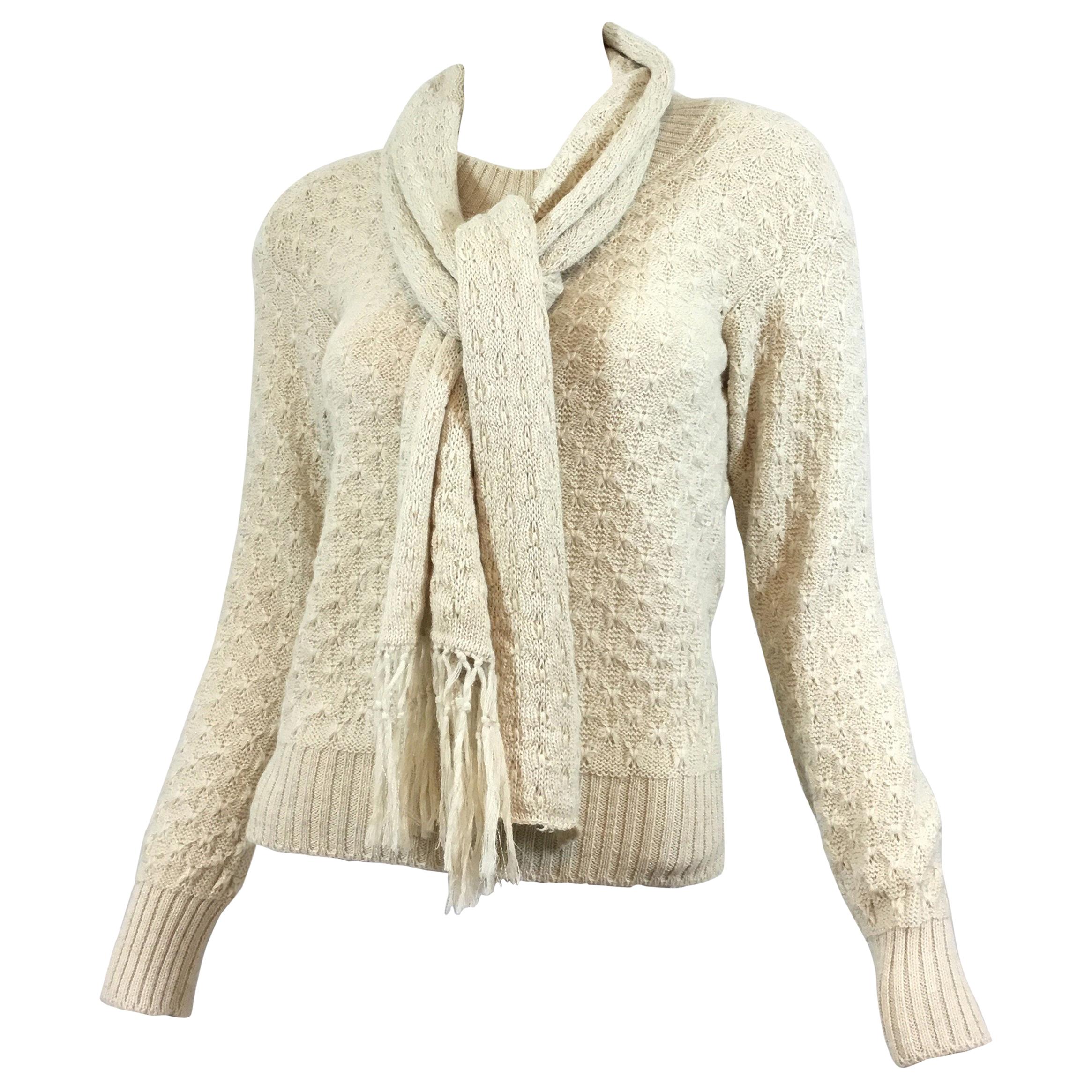 Chanel Alpaca-Blend Knit Sweater with Scarf