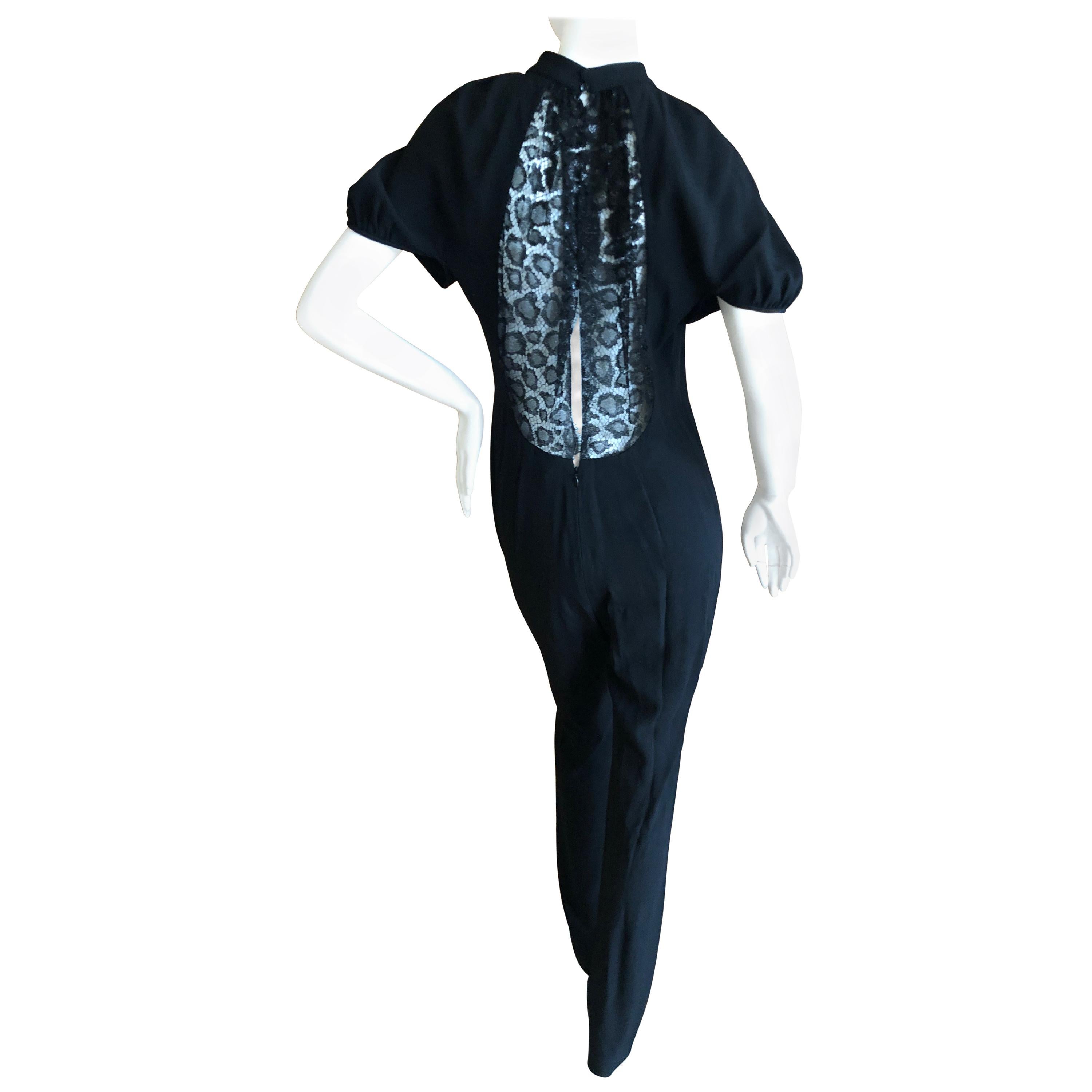 Yves Saint Laurent by Tom Ford Black Jumpsuit with Sheer Black Lace Back For Sale