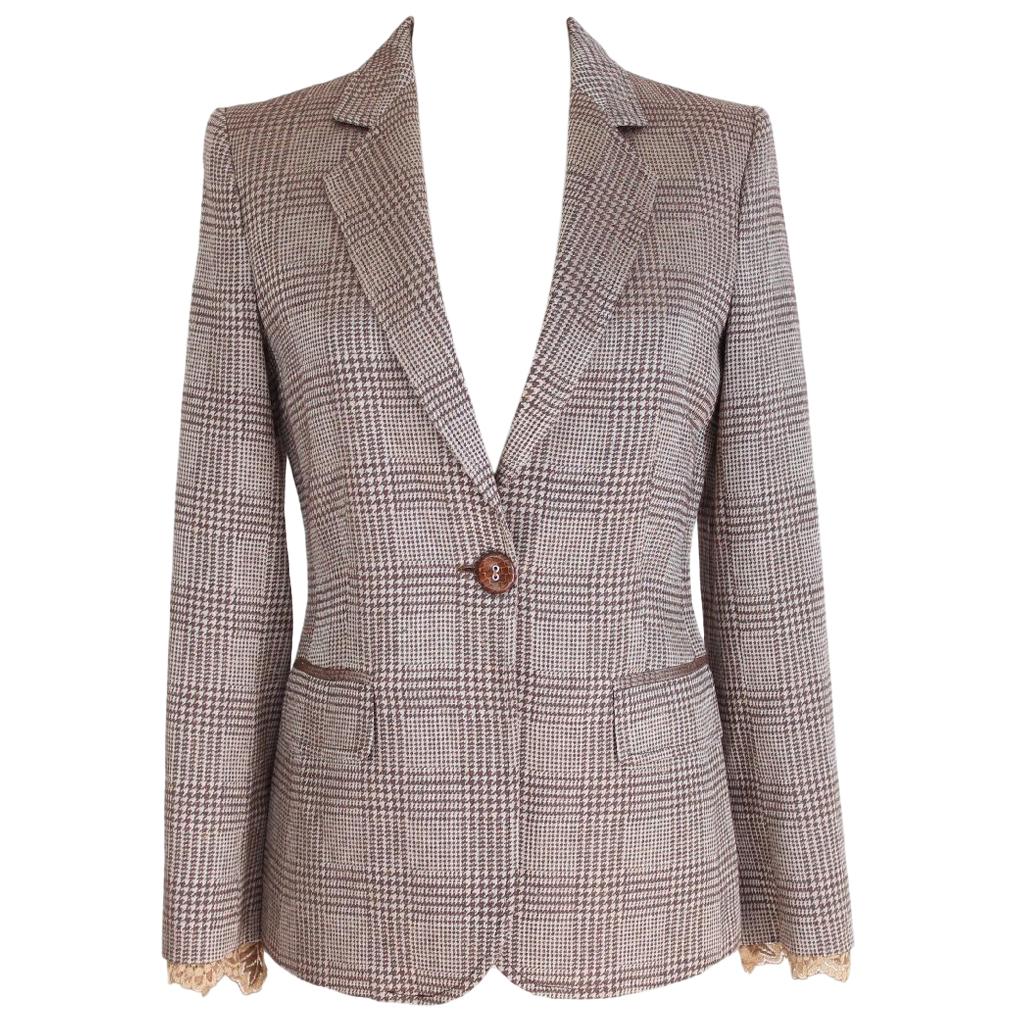 1990s Gianfranco Ferre Brown Beige Wool Silk Jacket 