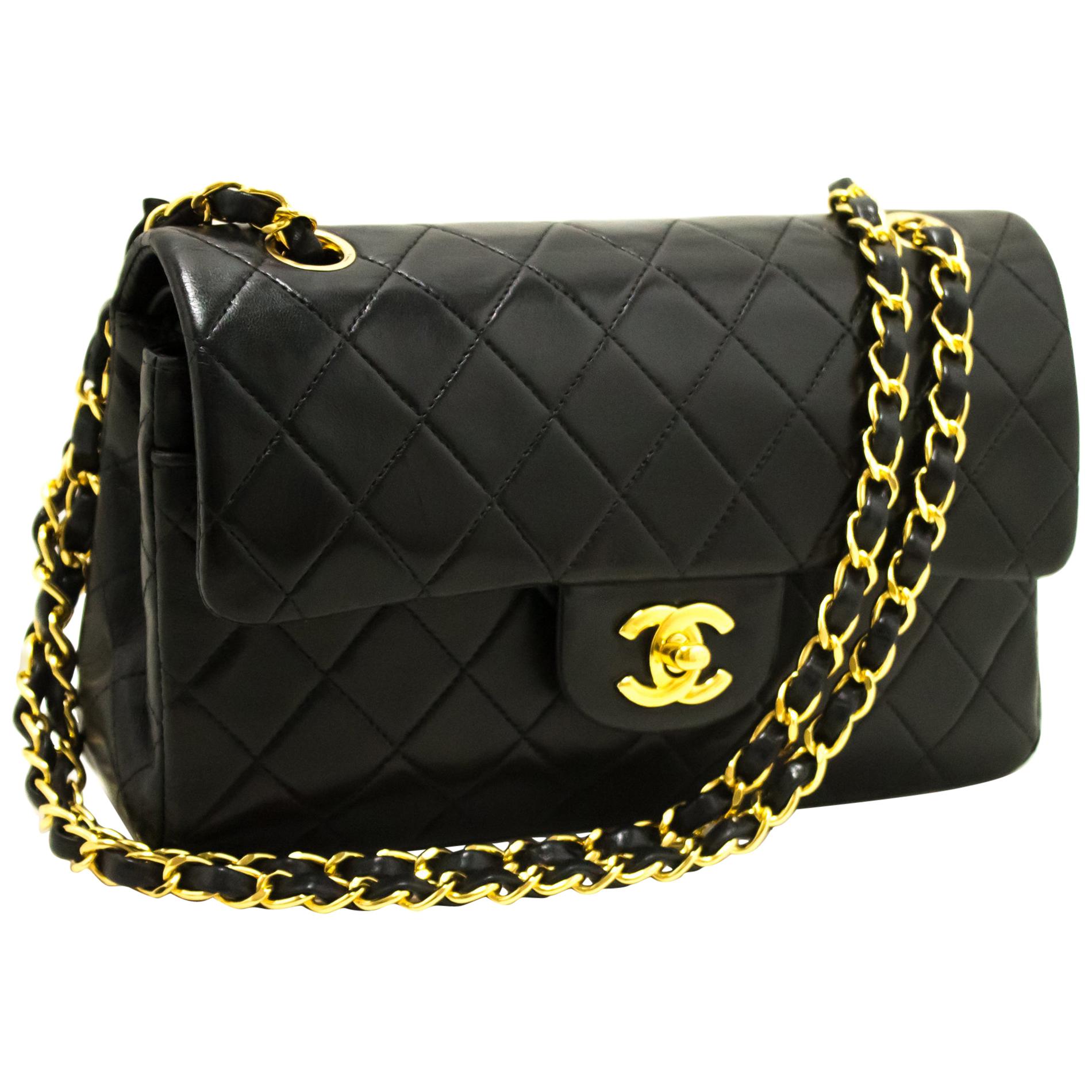 CHANEL 2.55 Double Flap Small Chain Shoulder Bag Black Quilted