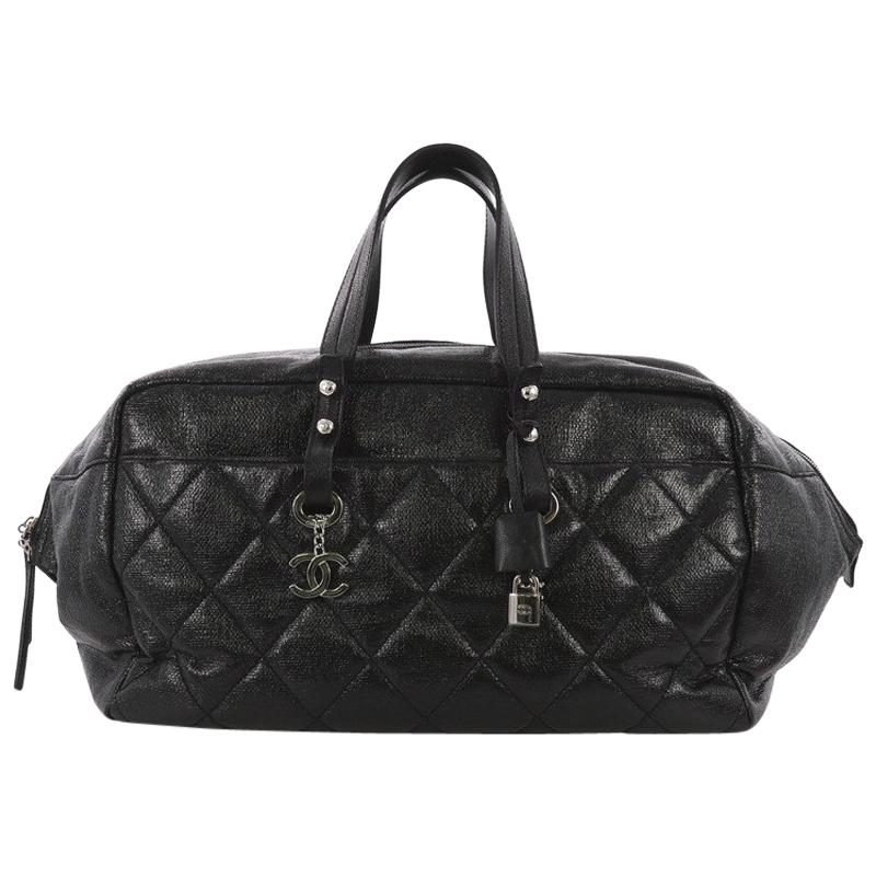 Chanel Biarritz Satchel Quilted Coated Canvas XL