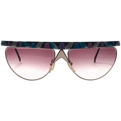 New Vintage Casanova Avantgarde Frame Rose Lens 1980 Sunglasses