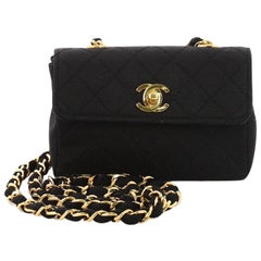 Chanel Vintage CC Chain Flap Bag Quilted Canvas Extra Mini