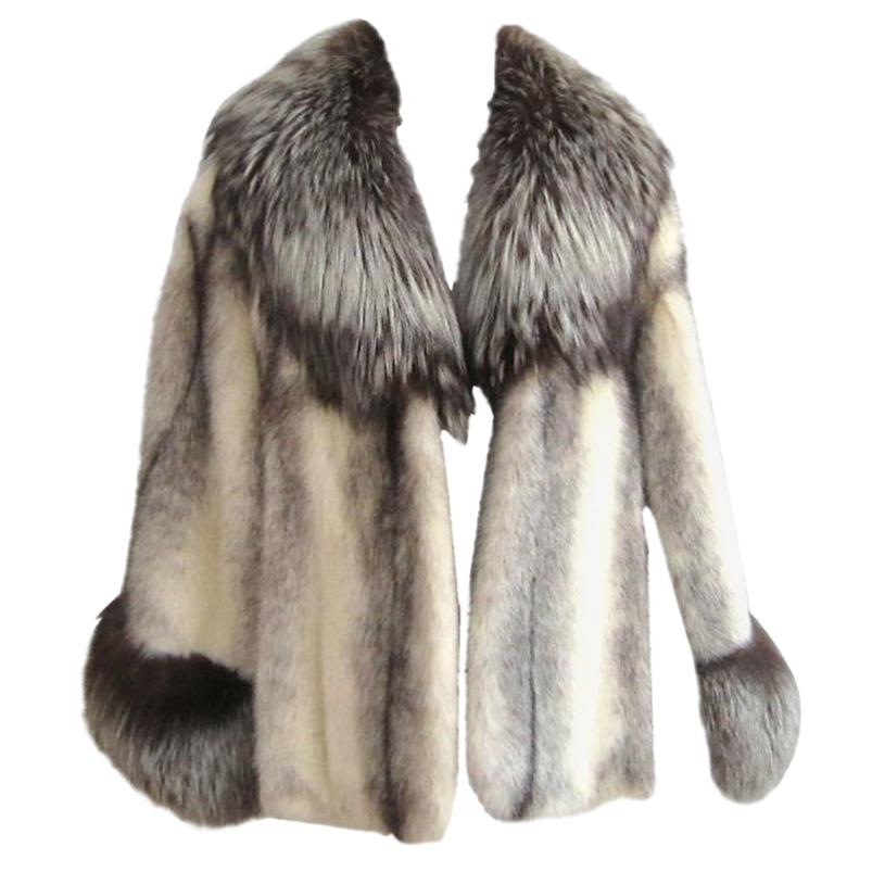 Stunning Cross Mink Fur & FOX Fur Cape Jacket 