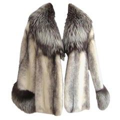 Vintage Stunning Cross Mink Fur & FOX Fur Cape Jacket 