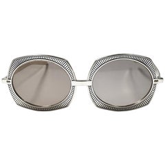 Vintage Renauld Silver Oversized Frame Brown Lens 1980 Sunglasses Made in USA