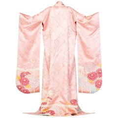 1940S Rich Soft Hand Painted Silk With Flowers & Gold Details Kimono