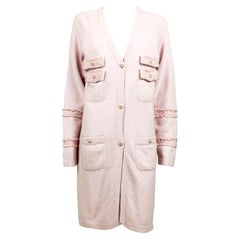 2009 Chanel Pink Cashmere Cardigan Dress With Enamelled Logo Buttons