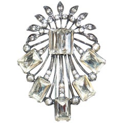 Vintage 1940s Eisenberg Original Sterling Rhinestone Bouquet Brooch