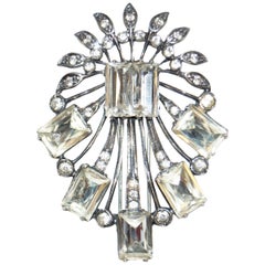 1940s Eisenberg Original Sterling Rhinestone Bouquet Brooch