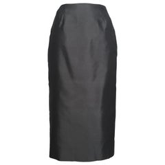 Donna Karan for Bergdorf Goodman 1990s Gray Silk Long Skirt Size 4.