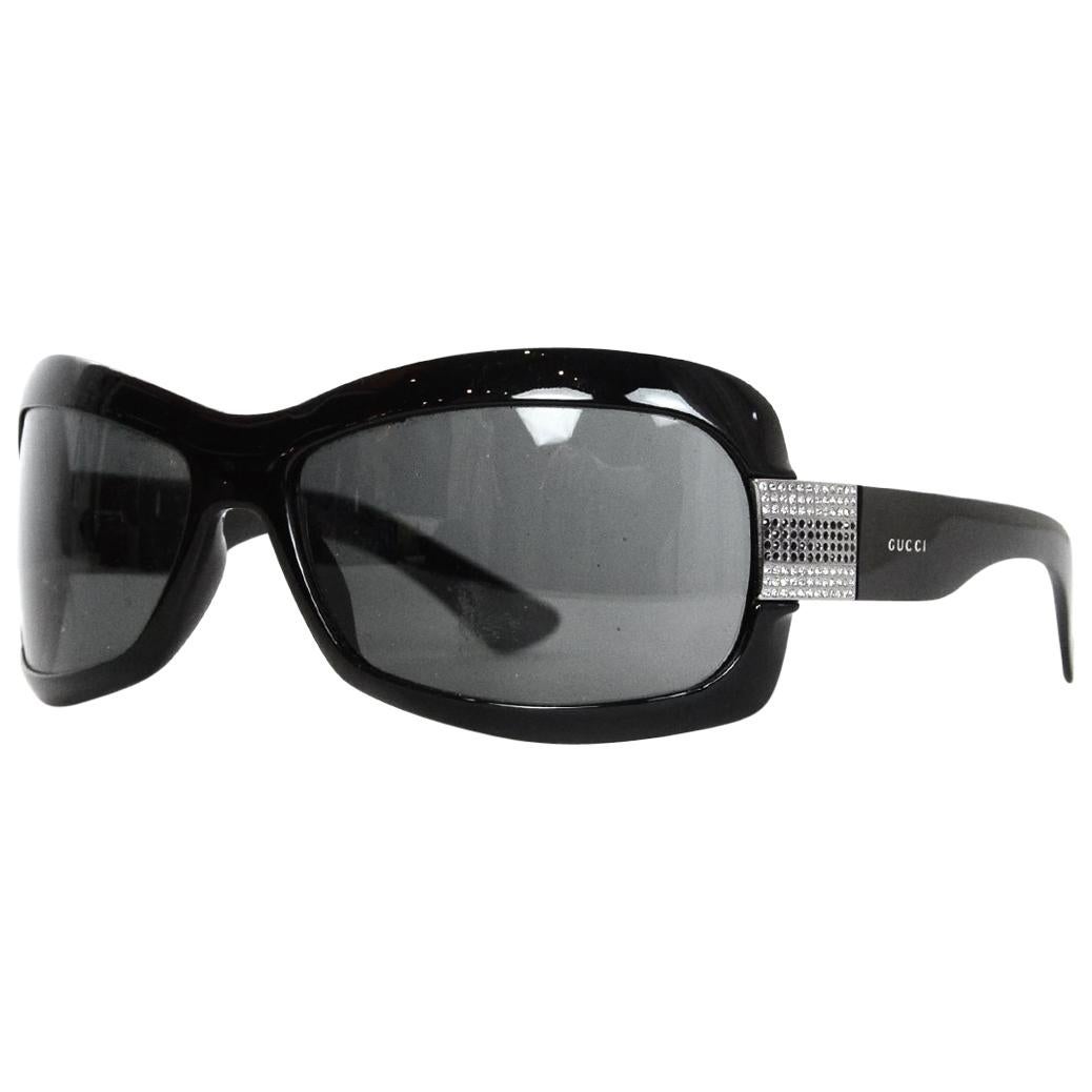 Gucci Black Sunglasses W/ Rhinestones On Arms & Case