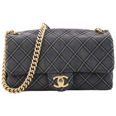 Chanel Metallic Stitch Flap Bag Quilted Leather Small 