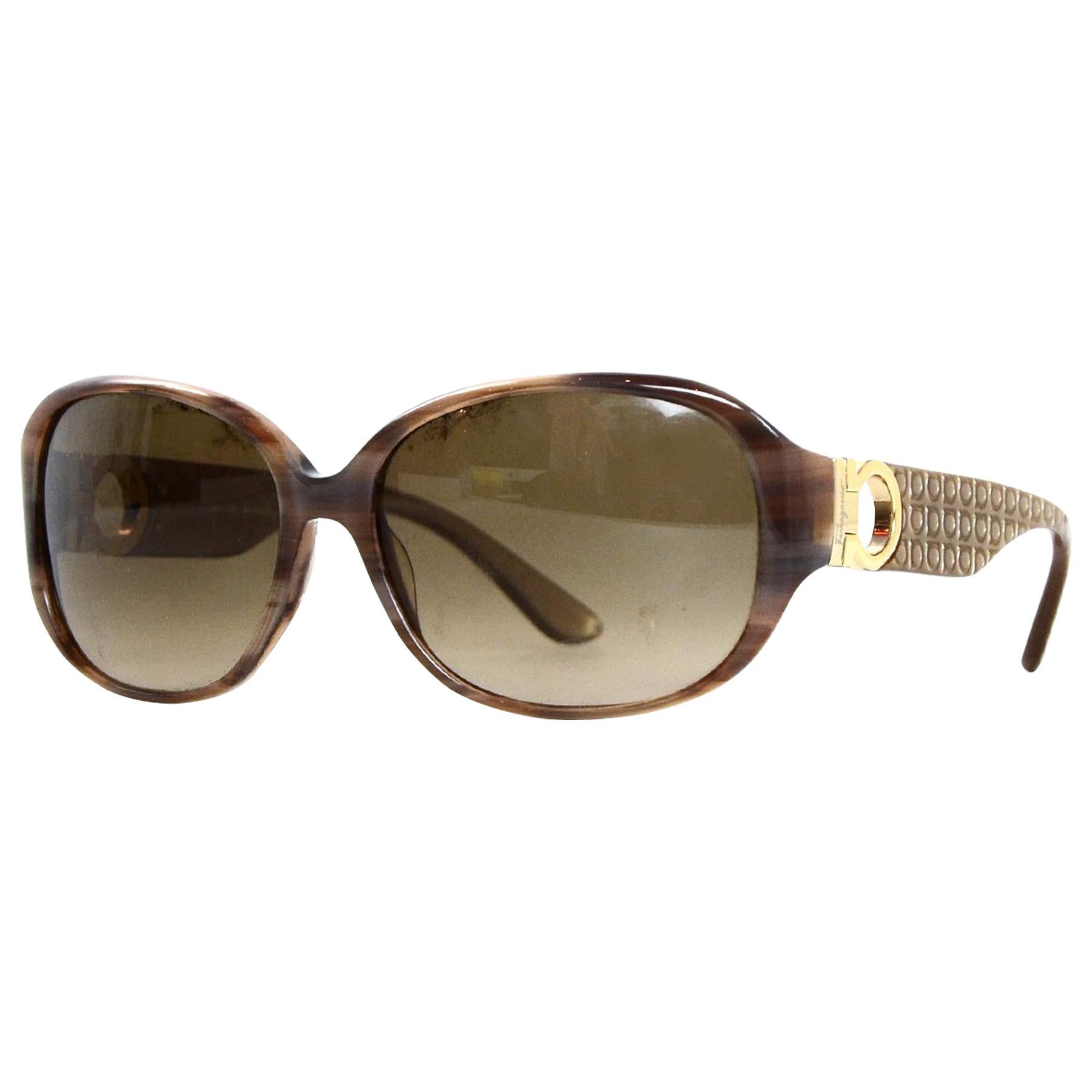 Salvatore Ferragamo Tan Resin Sunglasses Frame W/ Case/Box