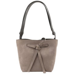 Used MAISON MARGIELA "Mini Drawstring" Taupe Leather Drawstring Shoulder Bag NWT