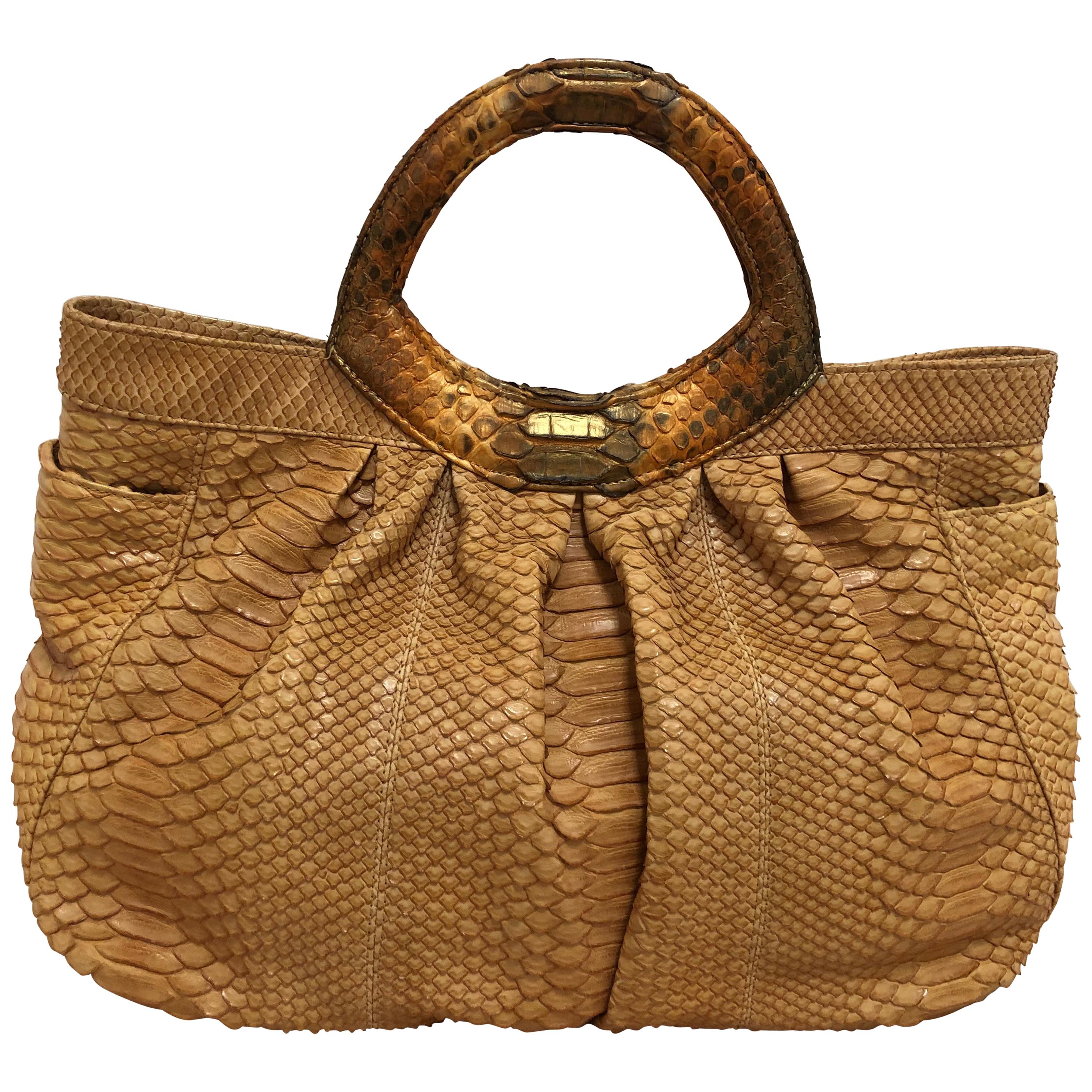 LAI Pumpkin Colored Python Handbag