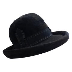 1960s Christian Dior Black Felt Derby Hat