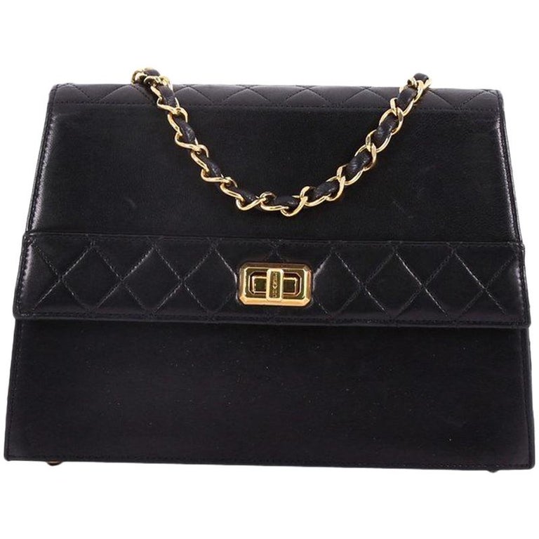 Chanel Vintage Trapezoid CC Flap Bag Leather Small at 1stDibs