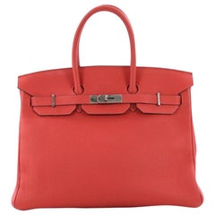 Hermes Birkin Handbag Rouge Pivoine Togo with Palladium Hardware 35