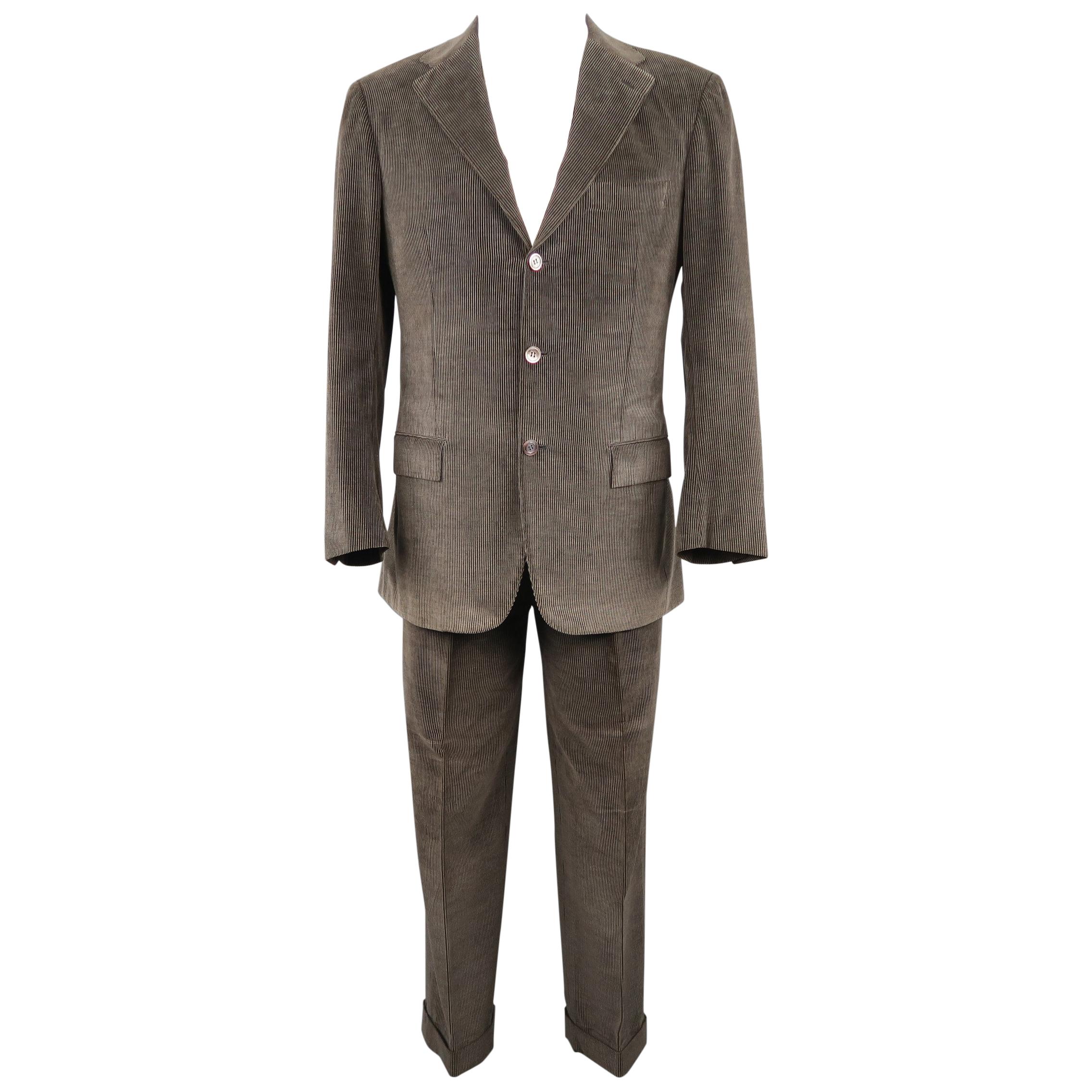 KITON 38 Short Dark Gray Solid Cotton / Cashmere Corduroy 32 28 Suit