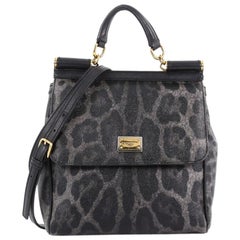 Dolce & Gabbana Miss Sicily Handbag Leopard Print Leather North South