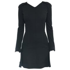 Nina Ricci Black Wool Knit Jersey Dress with Flared Skirt - 6