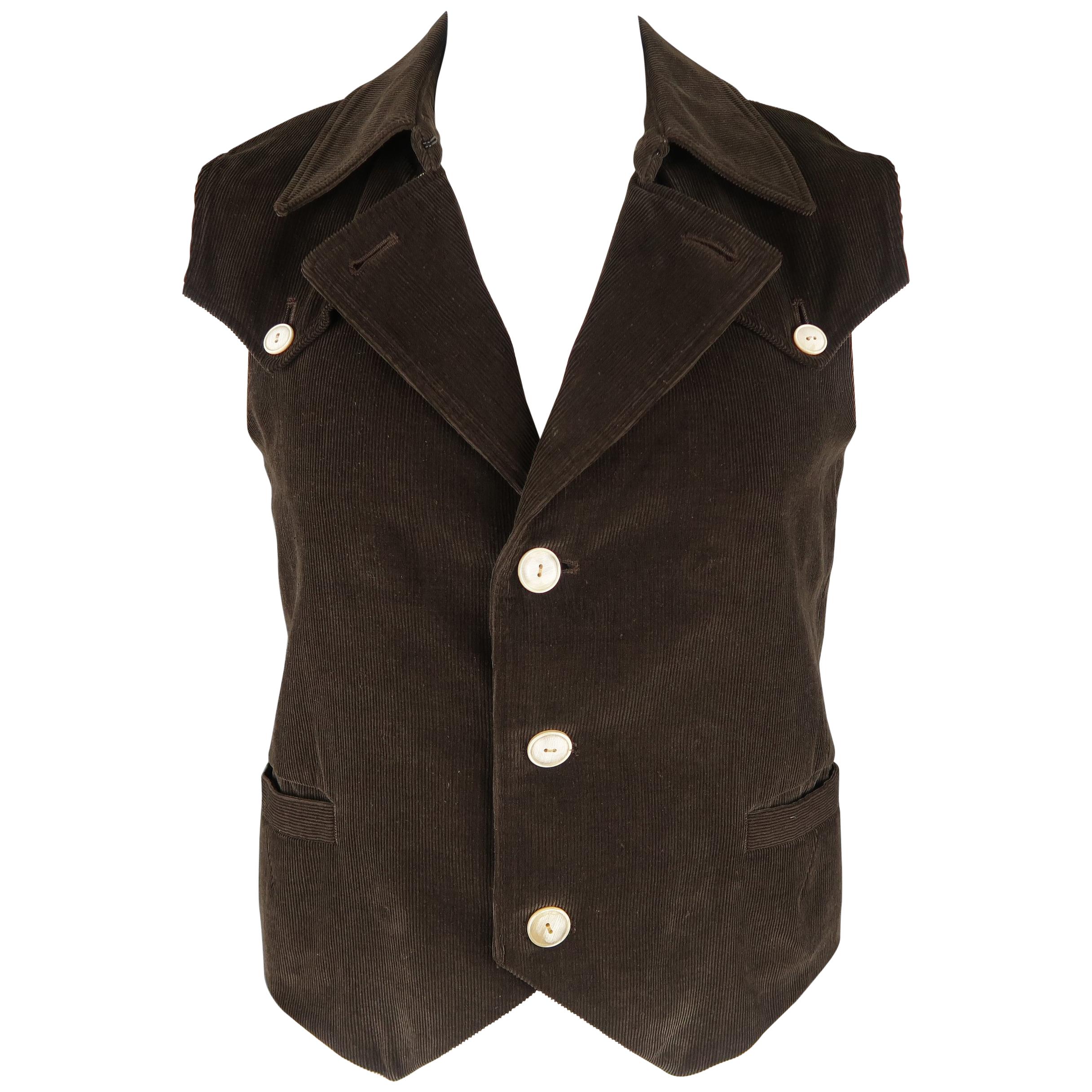 NUMBER (N)INE 40 Brown Solid Corduroy Vest
