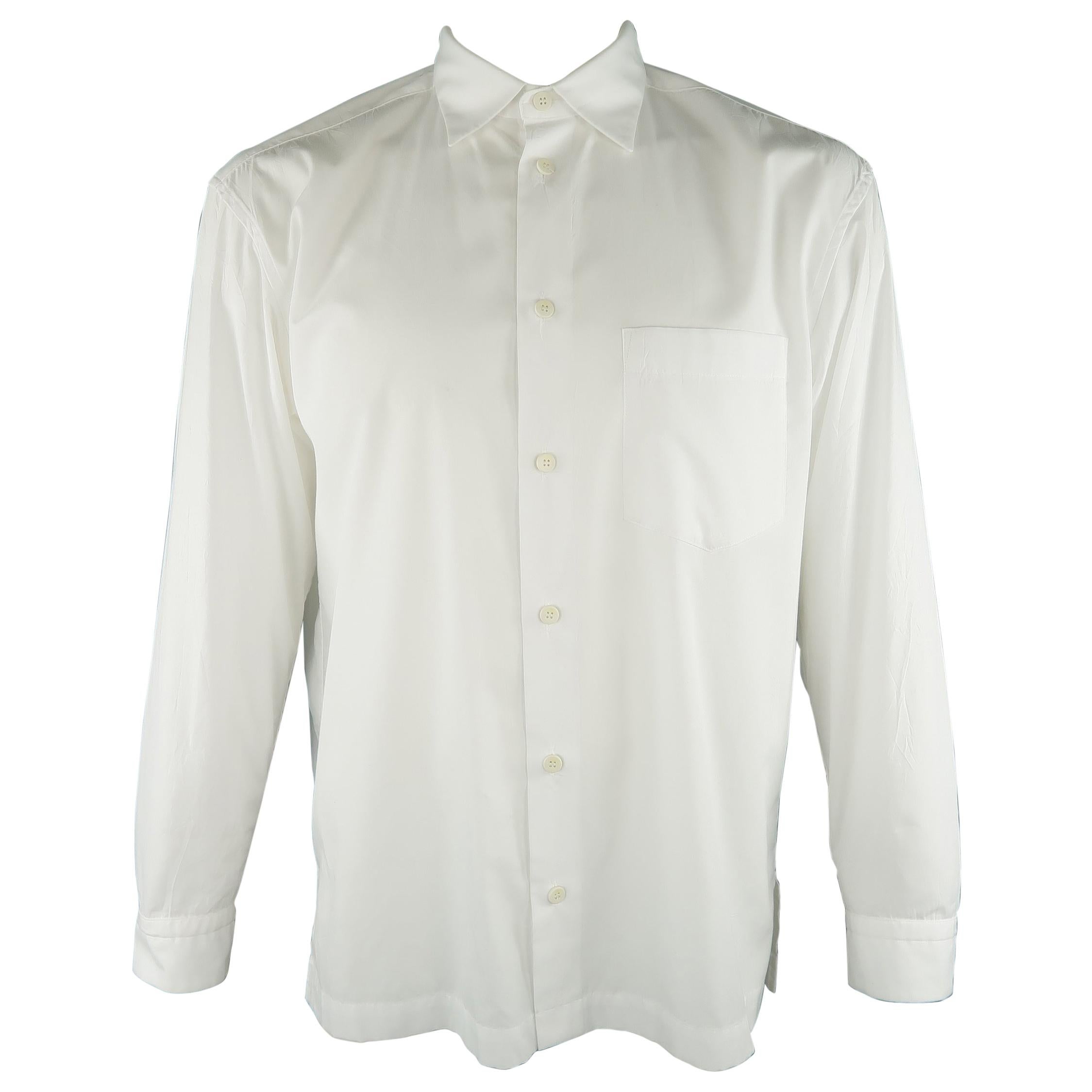 ISSEY MIYAKE Size L White Solid Polyester / Cotton Casual Shirt
