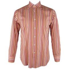 ETRO Size M Multi-Color Stripe Cotton Dress Shirt