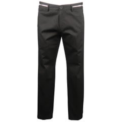 GIVENCHY Size 34 Black Cotton Twill Zipper Waistband Dress Pants