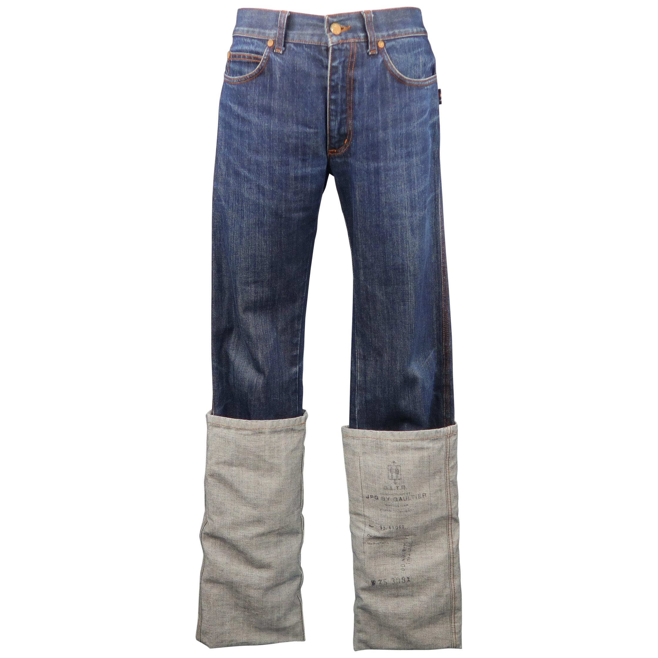 JEAN PAUL GAULTIER JPG JEANS Size 31 Dark Wash Oversized Cuff Jeans