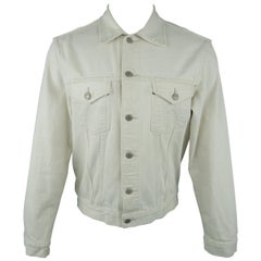 RRL by RALPH LAUREN M Off White Distressed Denim Trucker Jacket