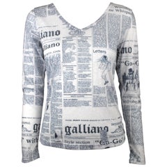 John Galliano Gazette Print Long Sleeve Shirt, c. 2011, Size M