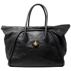 Vivienne Westwood Genuine Leather Extra Large Bowler Bag With Brass Orb