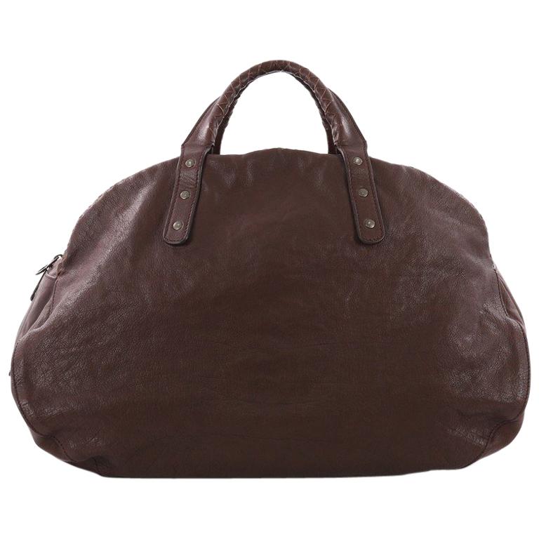 Bottega Veneta Weekender Bag Leather With Intrecciato Detail Large