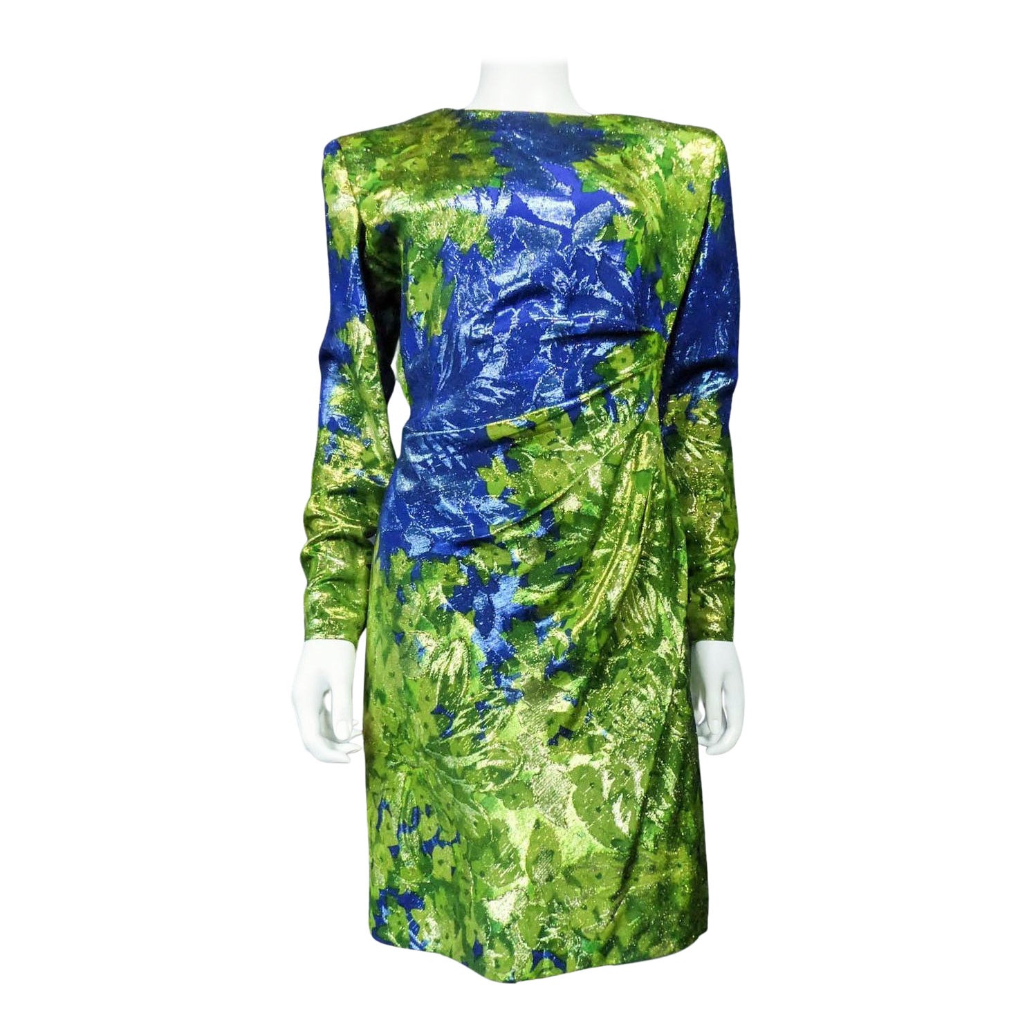 Yves Saint Laurent Lamé Evening Dress Van Gogh Collection Circa 1989 For Sale