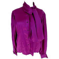 1980s Thierry Mugler Purple Silk Shirt 