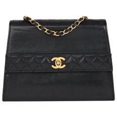 Chanel Black Quilted Lambskin Vintage Trapeze Classic Single Flap Bag