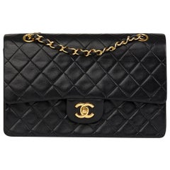 Chanel Black Quilted Lambskin Vintage Medium Classic Double Flap Bag