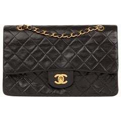 Chanel Black Quilted Lambskin Vintage Medium Classic Double Flap Bag