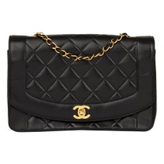 Chanel Black Quilted Lambskin Retro Medium Diana Classic Single Flap Bag