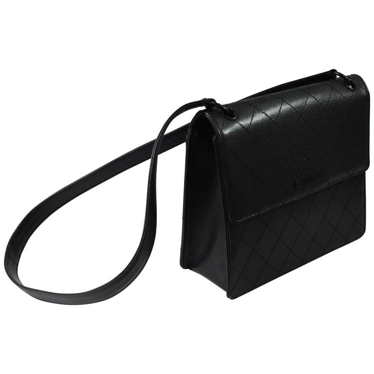 1998 Chanel All Black Shoulder Bag For Sale