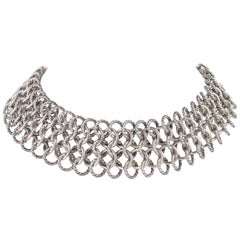 DAVID YURMAN "Atlas" Sterling Silver & 18K Gold Chainmail Choker Necklace