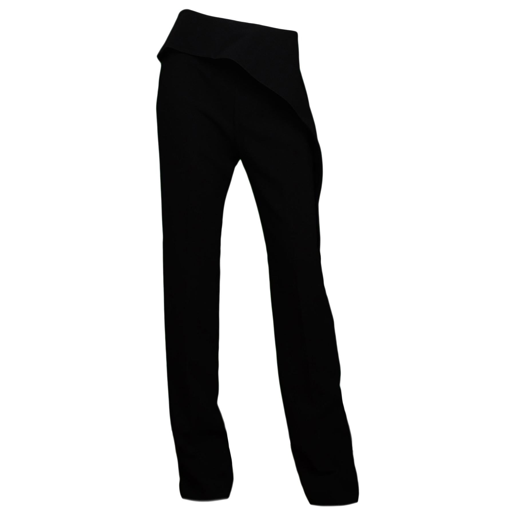 Balenciaga Black Slacks Pants W/ Ruffle Overlay Sz 42